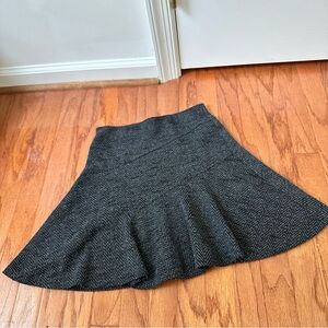 LOFT Charcoal Herringbone A-Line Skirt